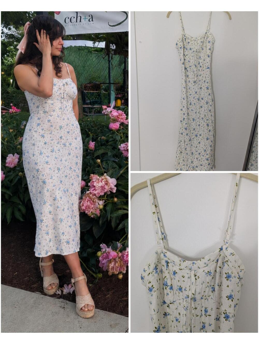 Wild Fable Midi Floral Festival Dress corset-style Cottage Core Whimsical